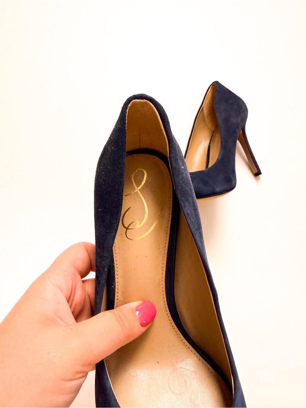 Sam Edelman Hazel Navy Blue Suede Leather Pointed-Toe Stiletto Pump Heels 7.5 - Picture 3 of 6
